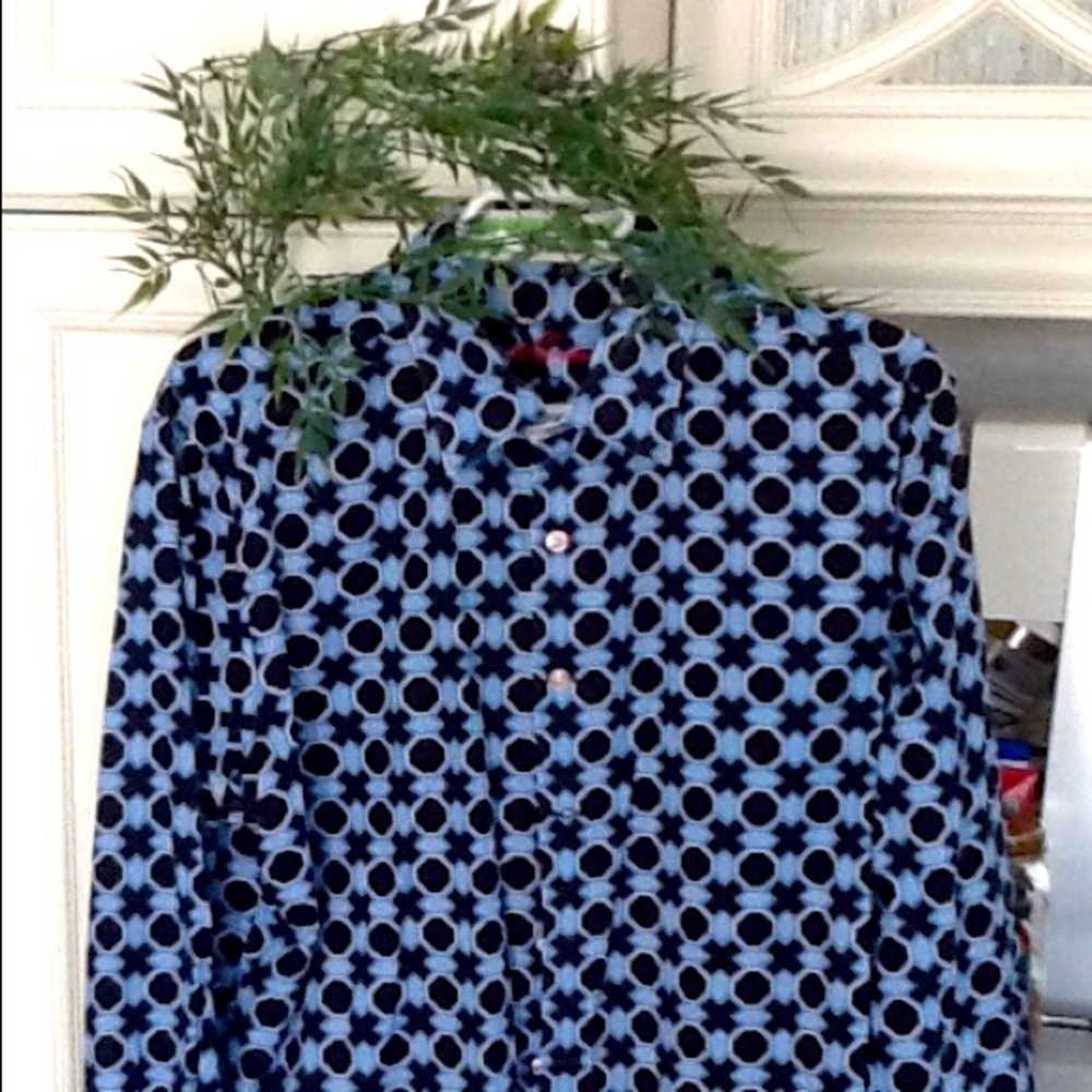 Robert Graham Blue and Black Geometric Button-Down Shirt
